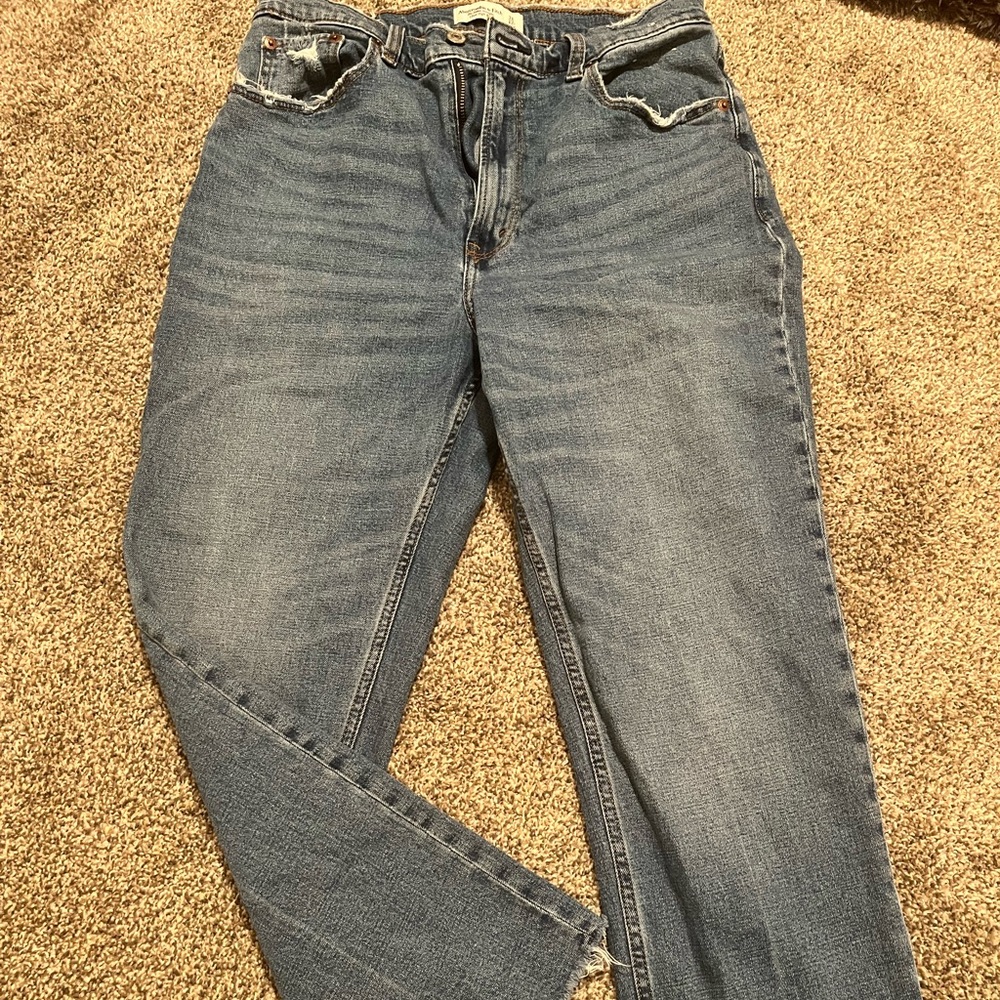 Abercrombie & Fitch Curve Love Ultra High Rise Ankle Straight Jeans